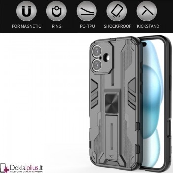 Šarvuotas dėklas su kojele - juodas (Apple Iphone 16 Plus) Šarvuotas dėklas su kojele - juodas (Apple Iphone 16 Plus)